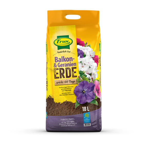 frux Balkonblumen- & Geranienerde – mit extra Eisen frux Balkonblumen- & Geranienerde – mit extra Eisen