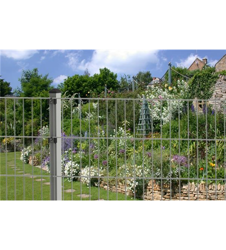 Doppelstabmattenzaun 163 x 251 cm, feuerverzinkt / silbergrau, 8/6/8, Standard