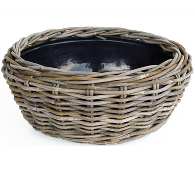 Drypot Schale Rattan Grau D44H15cm
