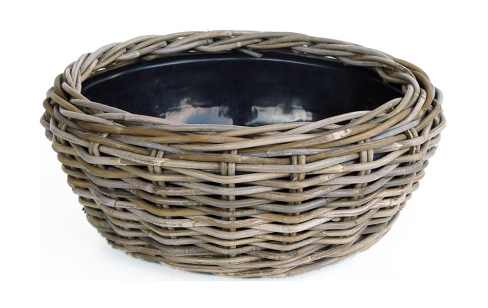 Drypot Schale Rattan Grau D44H15cm