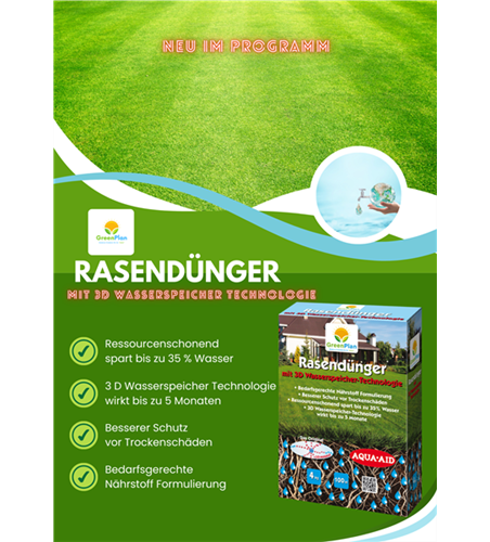 Rasendünger + 3 D Wasserspeicher 8 kg Rasendünger + 3 D Wasserspeicher 8 kg