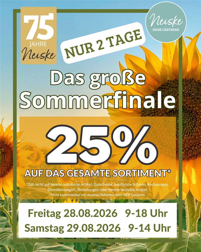 Das große Sommerfinale! 2 Tage 25 % auf alles*
